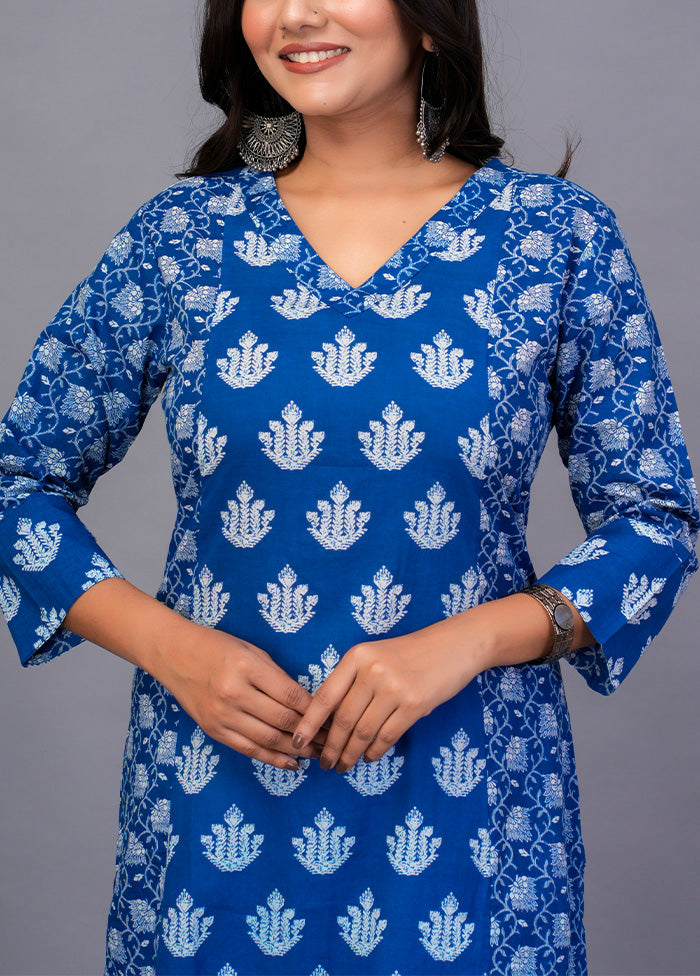 Blue Readymade Cotton Kurti Big Sale Sale Online