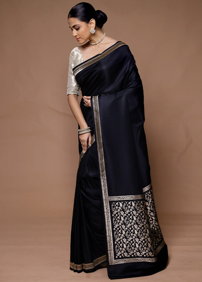 Black Banarasi Silk Saree With Blouse Piece Cheap Get Authentic