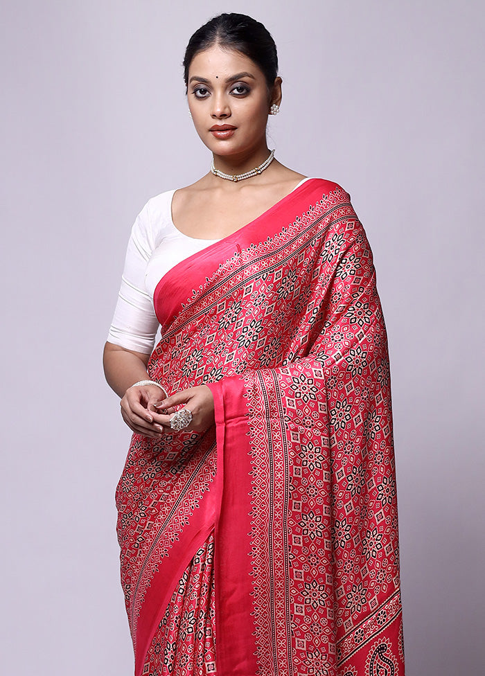 Pink Pure Modal Silk Saree Without Blouse Piece Discount 2025