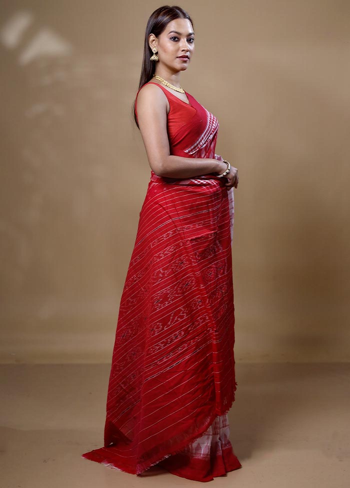 Red Pure Cotton Saree With Blouse Piece Outlet Purchase