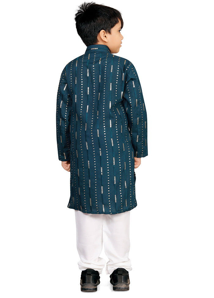 Teal Cotton Silk Kurta Pajama Set Amazon Footaction