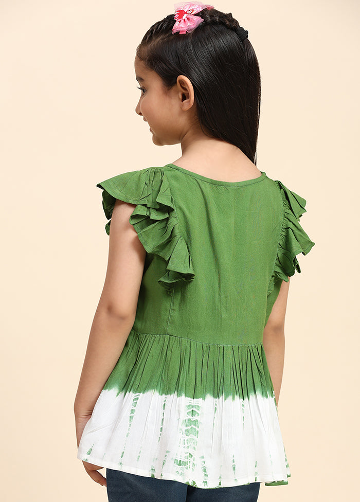 Green Rayon Short Sleeves V Neckshape Top Countdown Package Online