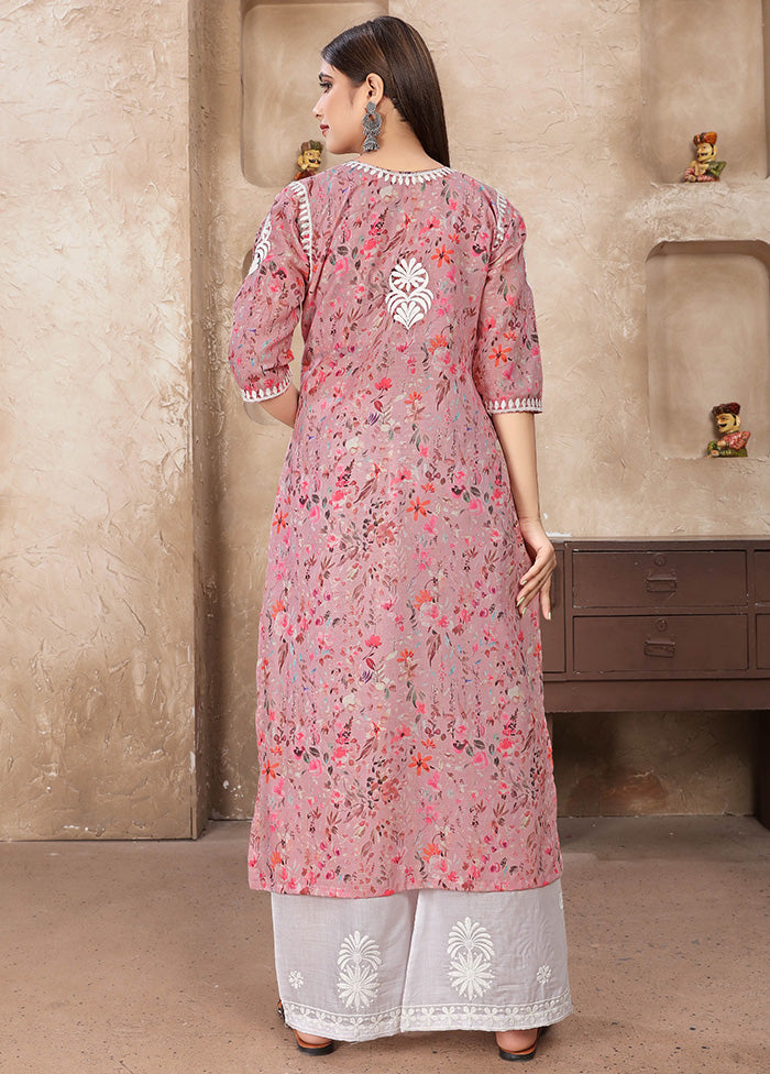 2 Pc Pink Readymade Cotton Kurti Set Lowest Pice