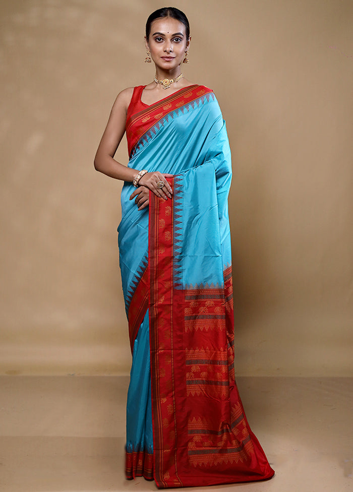 Blue Kanjivaram Silk Saree With Blouse Piece New Arrival