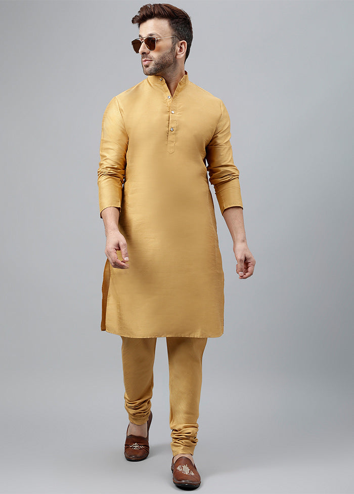 2 Pc Cream Dupion Silk Kurta Pajama Set Sale Low Shipping Fee