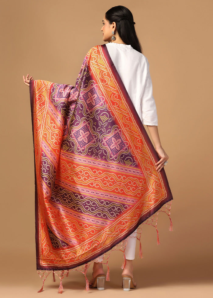 Orange Art Silk Dupatta Outlet Purchase