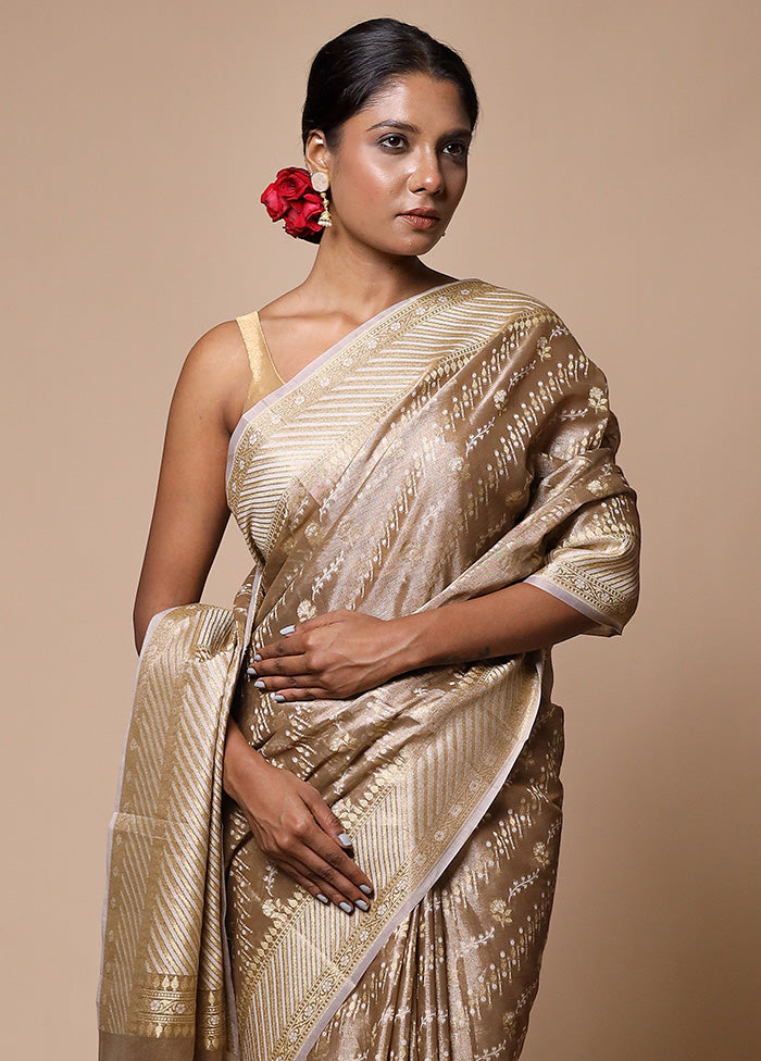 Cream Tissue Silk Saree With Blouse Piece Outlet Cheap Quality