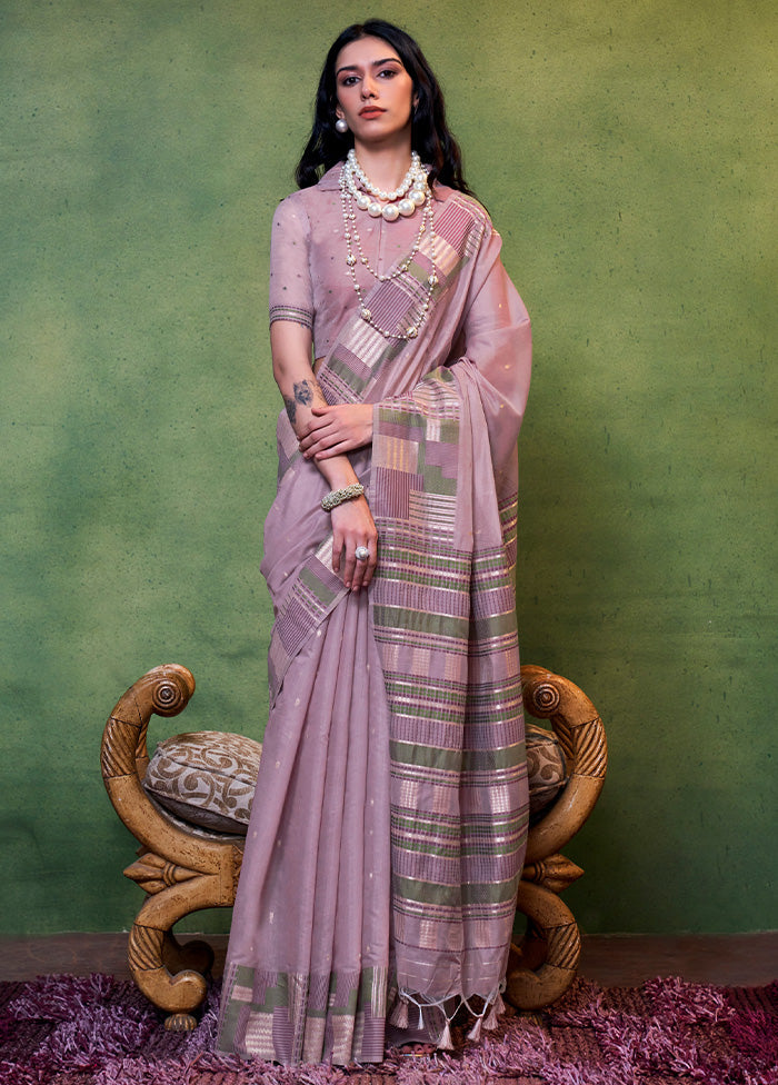 Mauve Cotton Saree With Blouse Piece Clearance Pictures