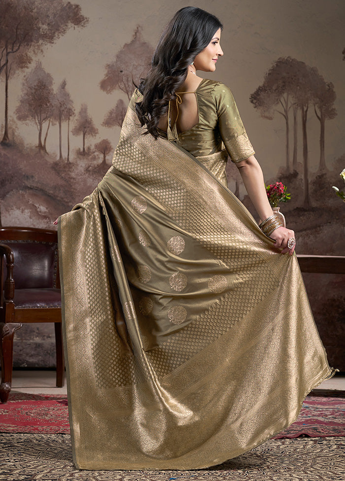 Green Spun Silk Saree With Blouse Piece Perfect For Sale