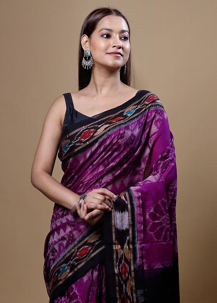 Violet Pure Cotton Saree With Blouse Piece Discount Many Kinds Of