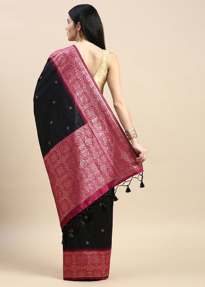 Black Banarasi Silk Saree With Blouse Piece Cheap Visit