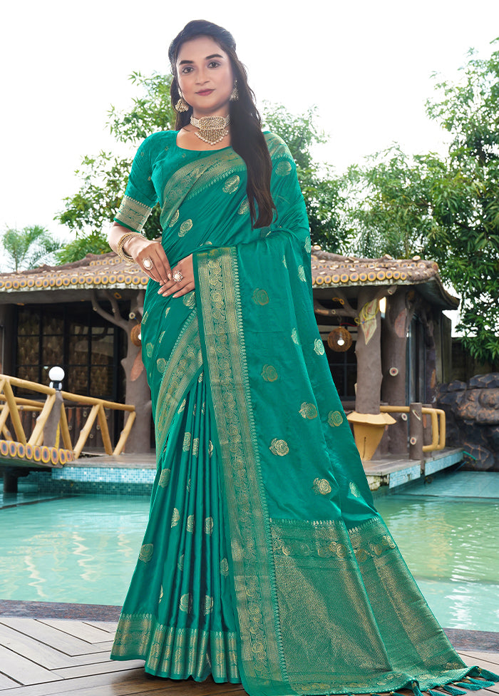 Rama Satin Silk Saree With Blouse Piece Buy Cheap Buy