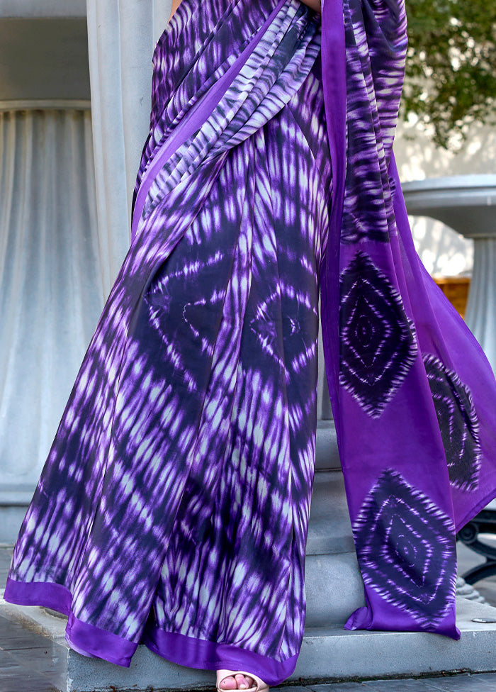 Violet Satin Silk Saree With Blouse Piece Buy Cheap Excellent