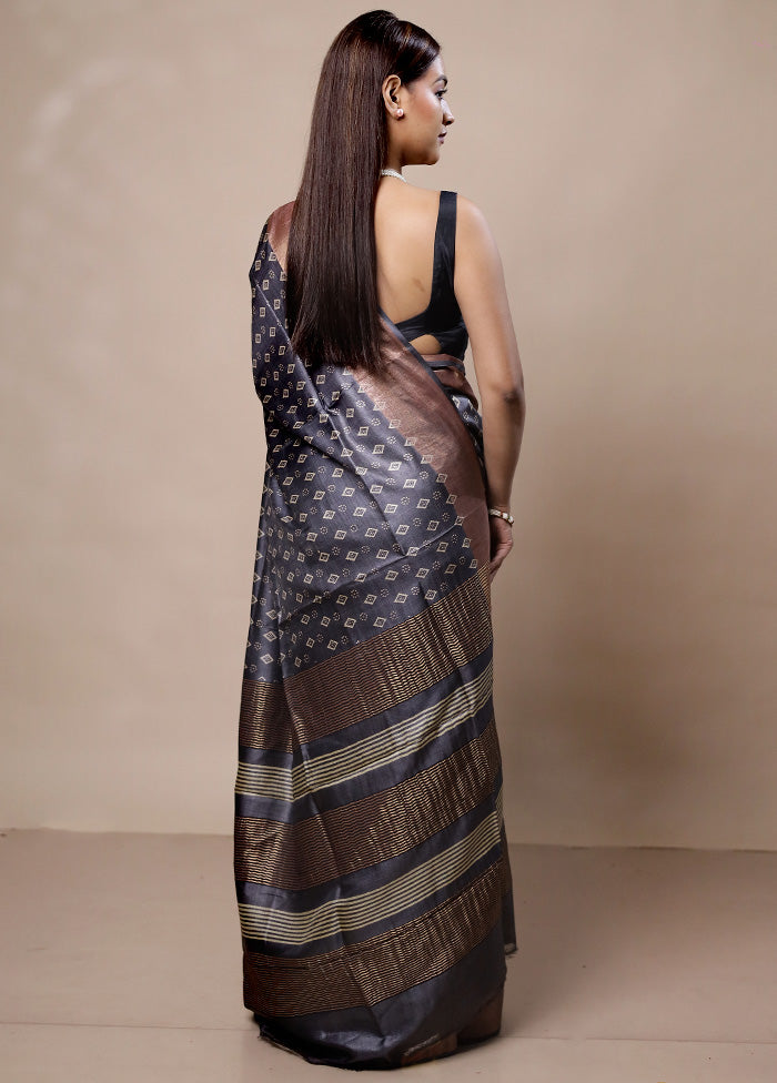 Grey Tussar Silk Saree With Blouse Piece Cheap Professional