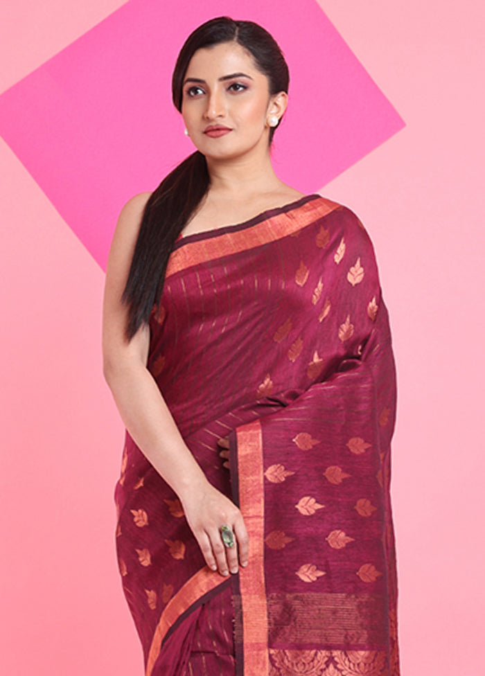 Magenta Linen Silk Saree With Blouse Piece Buy Cheap Best Sale