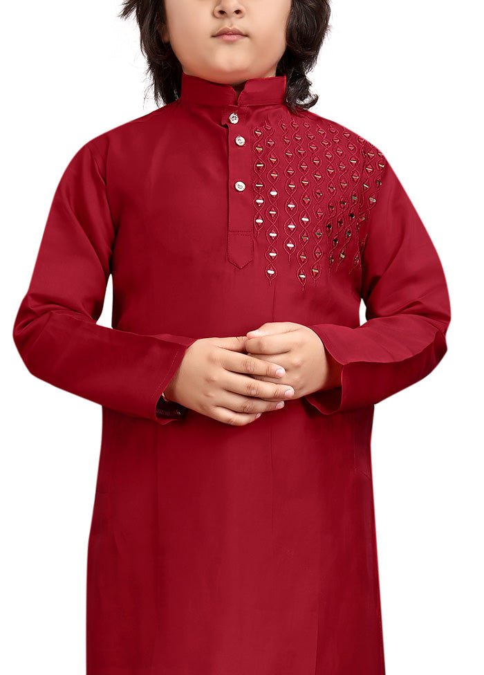 Maroon Viscose Kurta Pajama Set Sale 2025 Newest