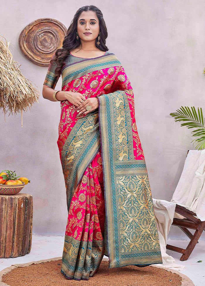 Pink Dupion Silk Saree With Blouse Piece Cheapest Pice Cheap Online