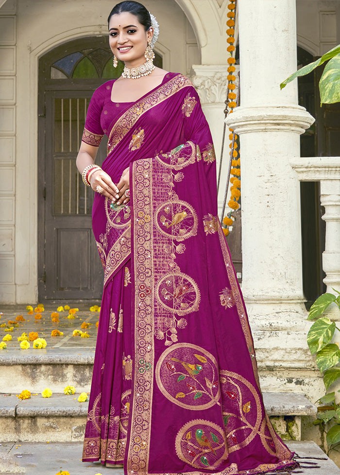 Pink Spun Silk Saree With Blouse Piece Sale Wide Range Of