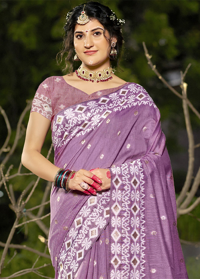 Purple Cotton Saree With Blouse Piece Buy Cheap Cheap