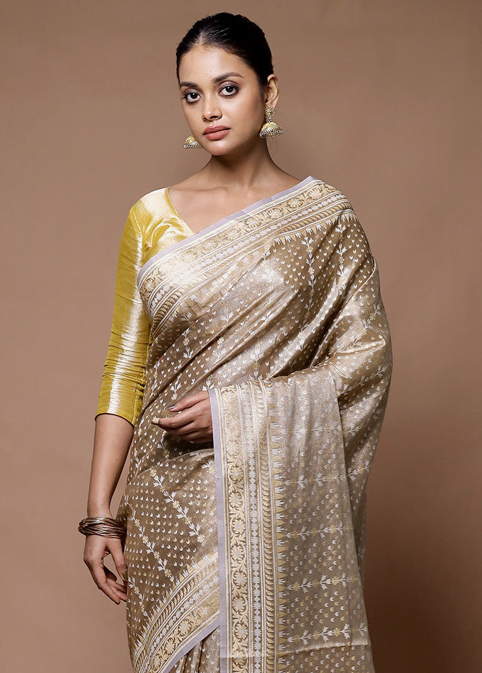 Brown Tissue Silk Saree With Blouse Piece Marketable Sale Online