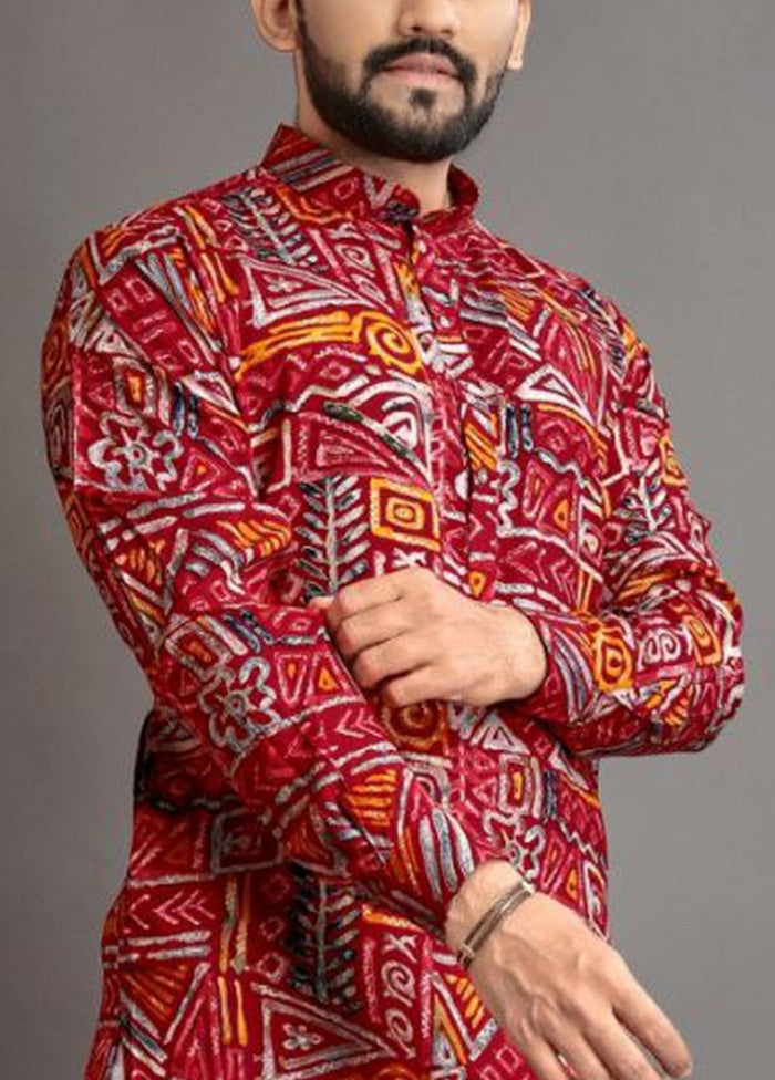 Red Cotton Kurta And Pajama Set Clearance Wide Range Of