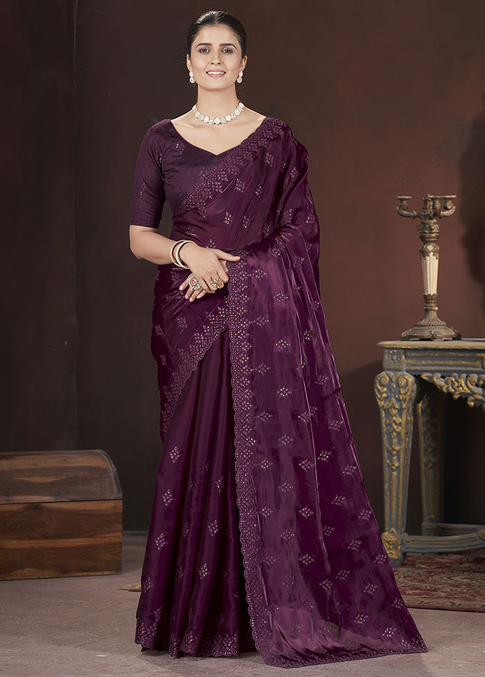 Magenta Spun Silk Saree With Blouse Piece Get To Buy Cheap Online