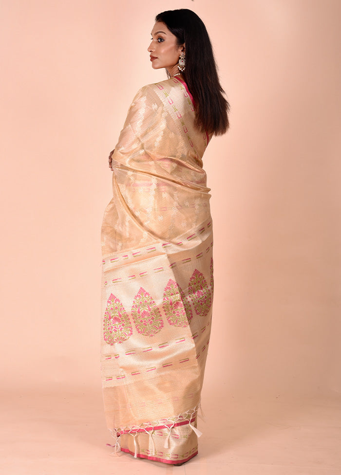 Cream Tissue Silk Saree With Blouse Piece Sale Amazon