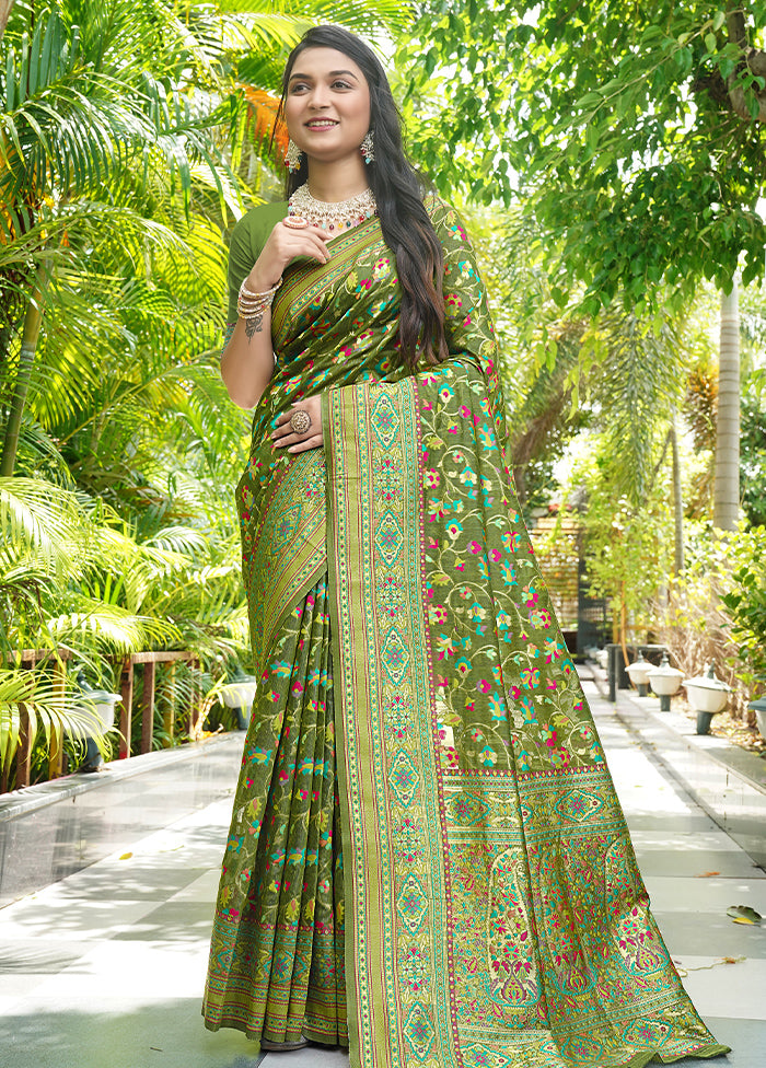 Mehendi Green Pasmina Silk Saree With Blouse Piece Buy Cheap Looking For