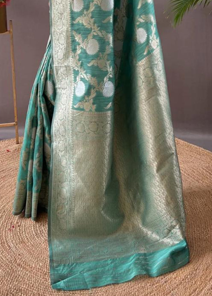 Rama Banarasi Silk Saree With Blouse Piece Fashion Style Online