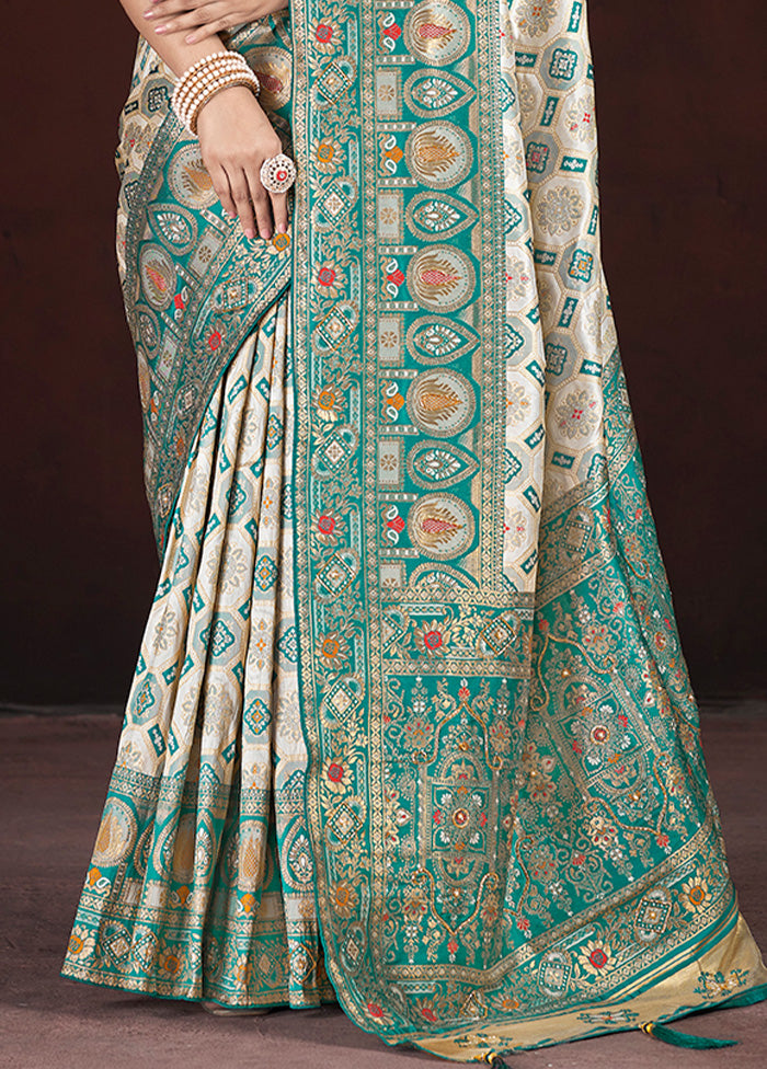 Rama Banarasi Silk Saree With Blouse Piece Outlet Exclusive