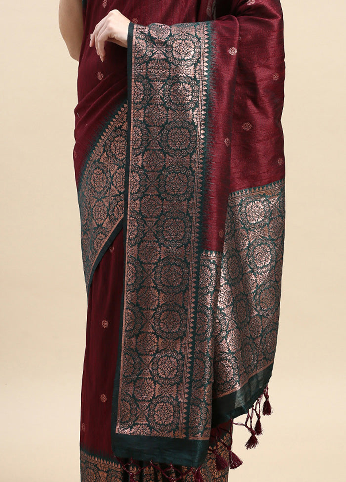 Maroon Banarasi Silk Saree With Blouse Piece Recommend Cheap Pice