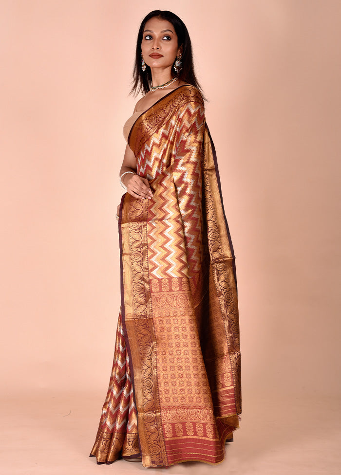 Multicolor Dupion Silk Saree With Blouse Piece Clearance Shop