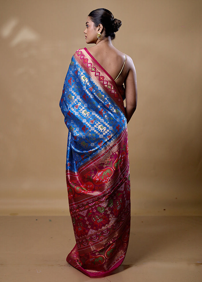 Blue Dupion Silk Saree With Blouse Piece Wide Range Of Sale Online