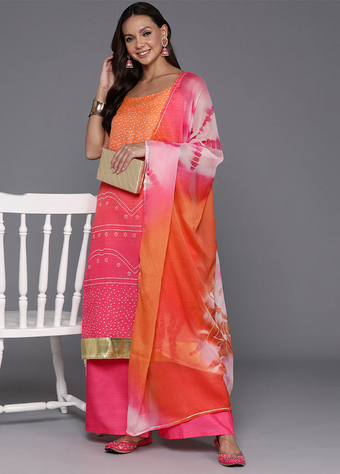 3 Pc Pink Readymade Cotton Dupatta Suit Set Discount Wholesale