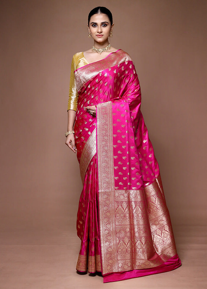 Pink Banarasi Silk Saree With Blouse Piece Cheapest Cheap Online