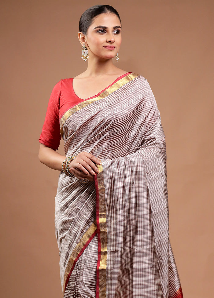 Grey Handloom Kanjivaram Pure Silk Saree With Blouse Piece Discount Best