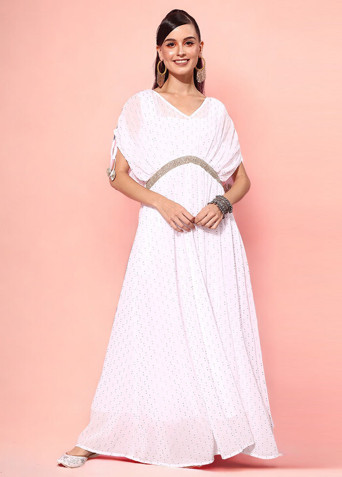 White Readymade Georgette Indian Dress Cheap Pirce