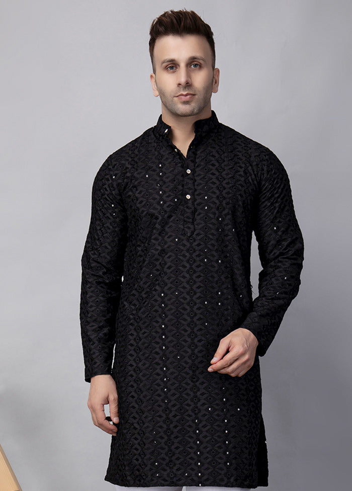 2 Pc Black Viscose Kurta Pajama Set Sale Outlet Locations