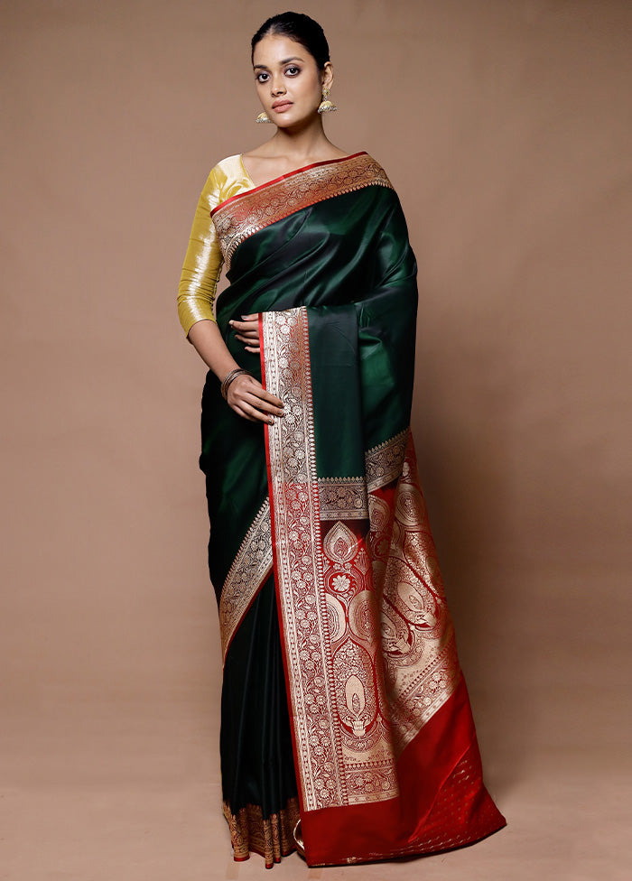 Green Banarasi Silk Saree With Blouse Piece Largest Supplier Online