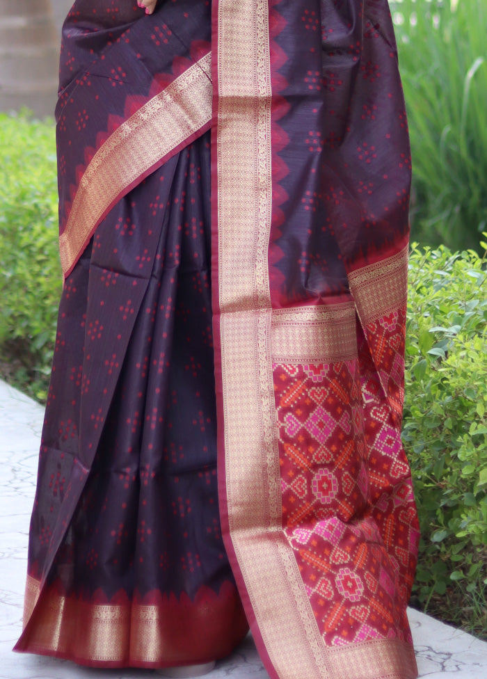 Brown Tussar Silk Saree With Blouse Piece Clearance New Arrival