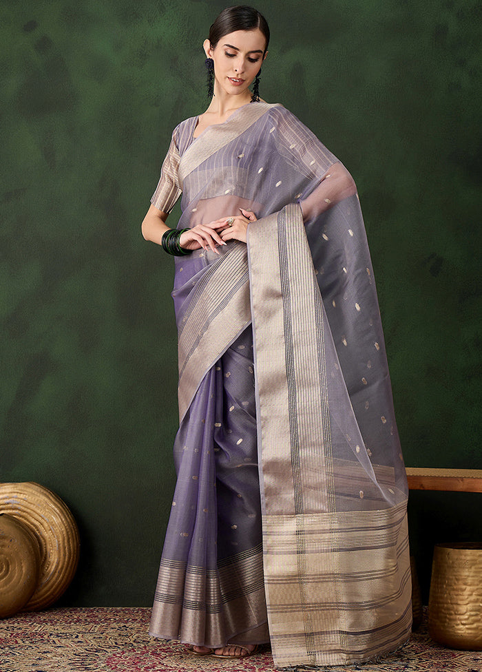 Lavender Organza Saree With Blouse Piece Buy Cheap Very Cheap