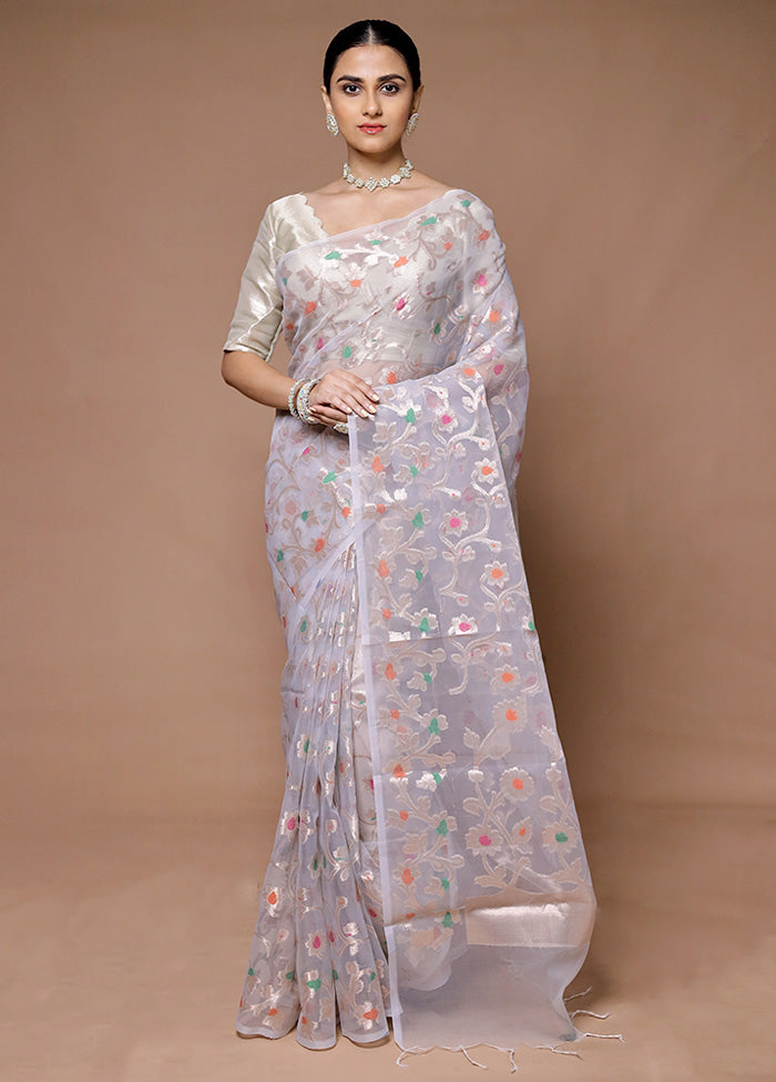 Grey Organza Saree With Blouse Piece Outlet Huge Surprise