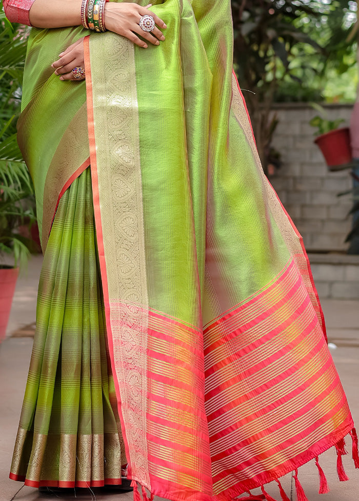 Mehendi Banarasi Silk Saree With Blouse Piece Cheap Buy Authentic