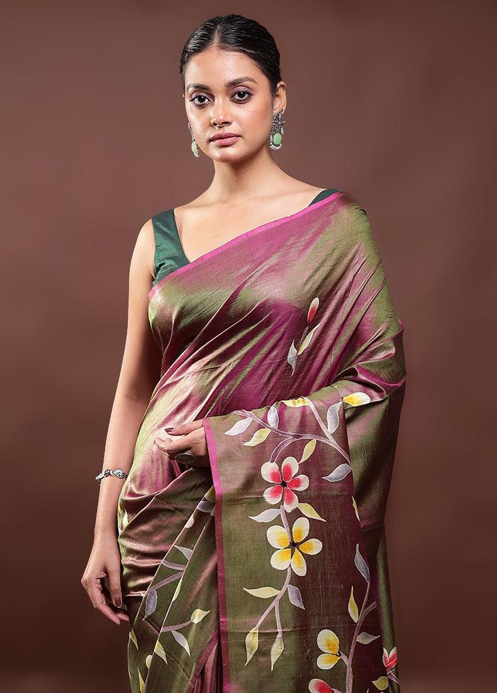 Green Pure Bishnupuri Silk Saree Without Blouse Piece 100% Original Online