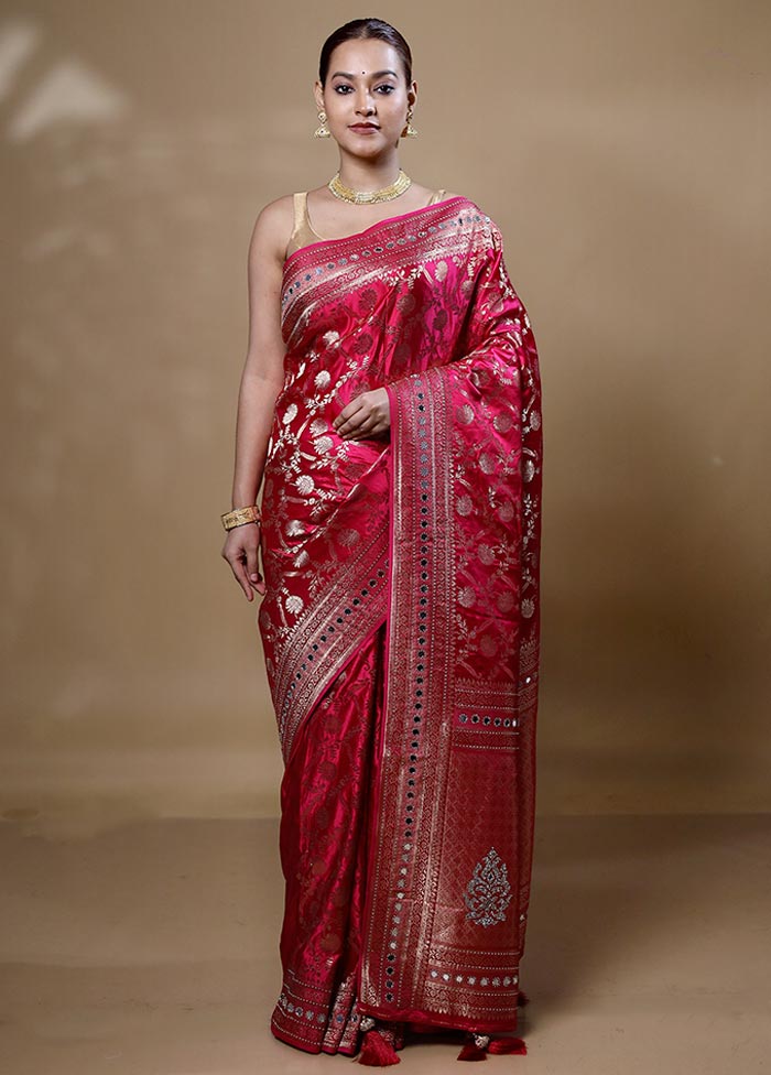 Pink Dupion Silk Saree With Blouse Piece Free Shipping Marketable