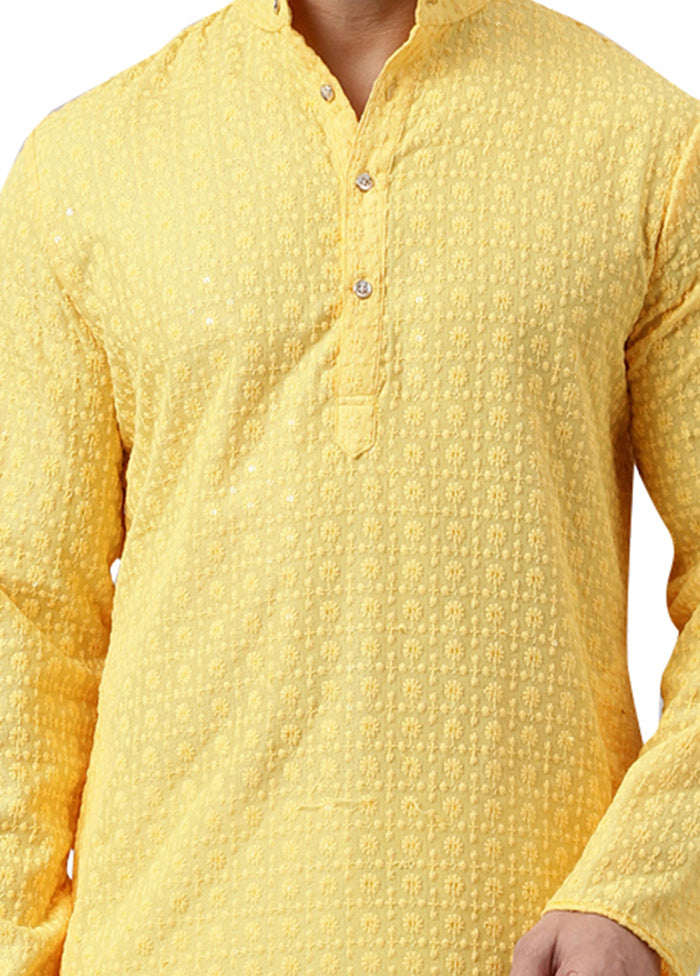 Lemon Silk Embroidered Kurta Sale In China