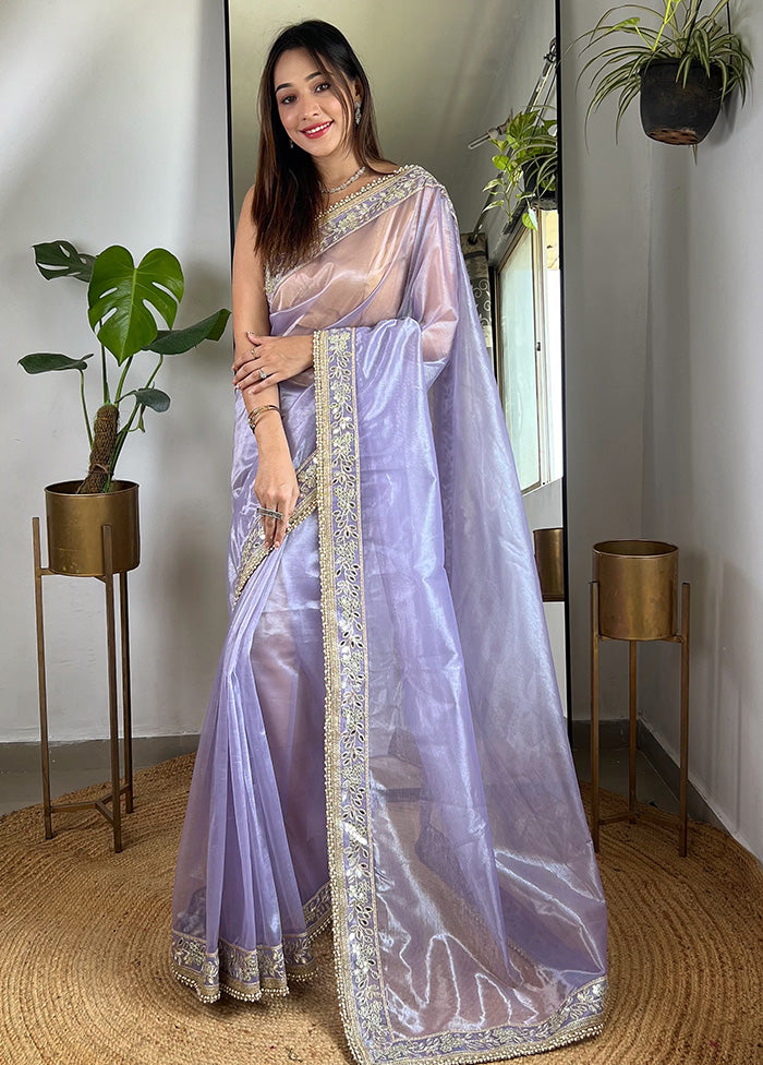 Purple Spun Silk Saree With Blouse Piece Online Sale