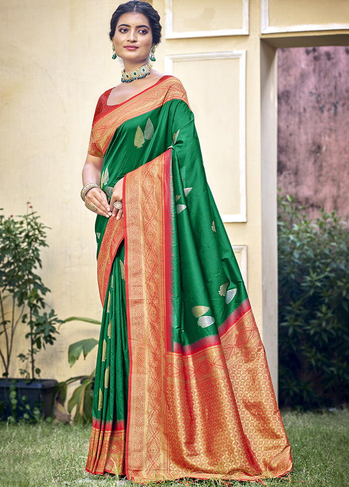 Green Dupion Silk Saree With Blouse Piece Get To Buy Cheap Pice