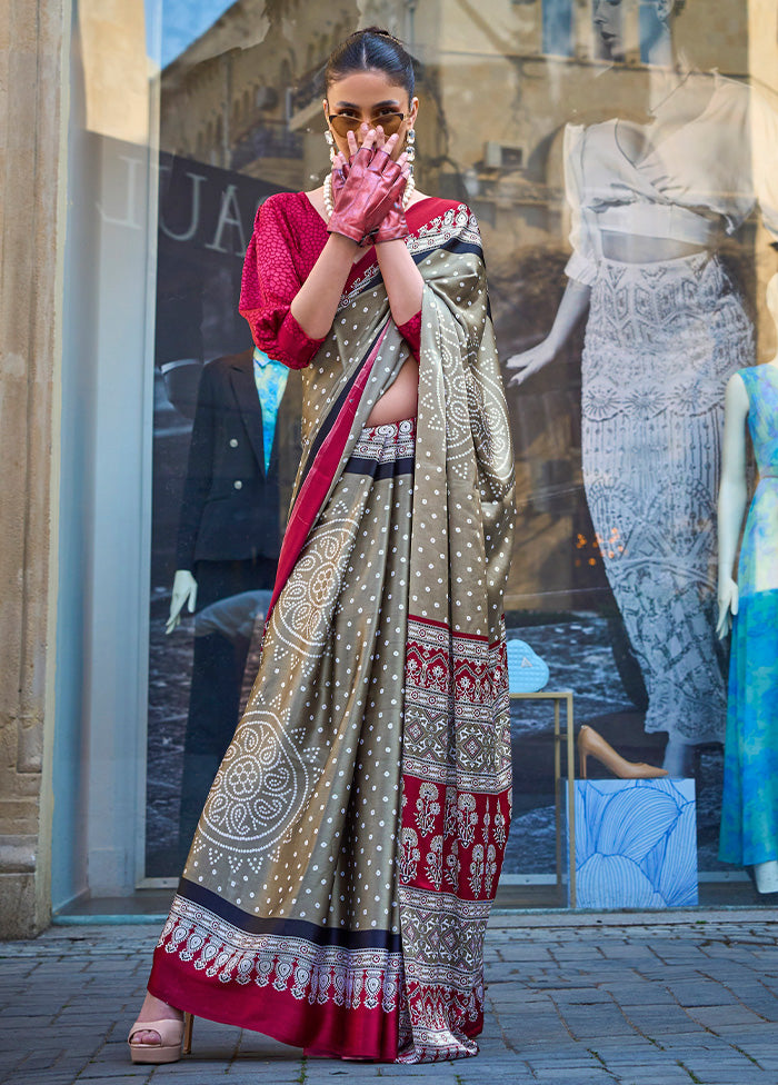 Multicolor Satin Silk Saree With Blouse Piece Finishline