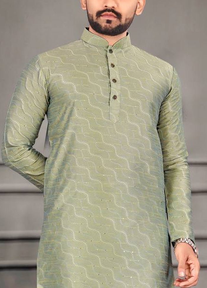 Sea Green Silk Kurta And Pajama Set Cheap Sale Sast